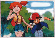 Misty dragging Ash along.